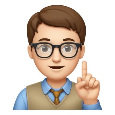 Nerd with one finger up with glasses sticker