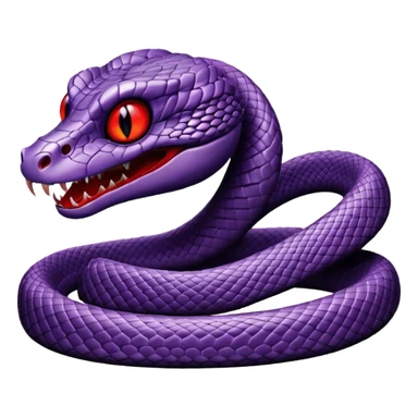 purple snake with glowing eyes and a sinister grin, scary and simple like the spider emoji sticker