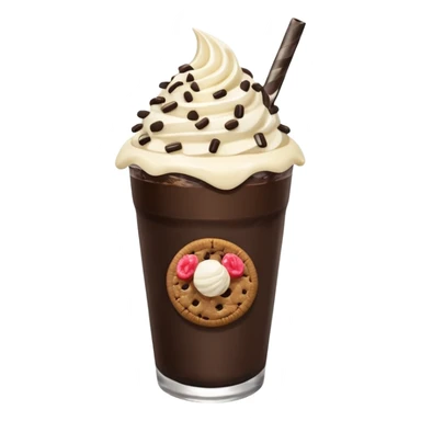 Vaso de vidrio con Frappé de galleta oreo y agregar un popote sticker