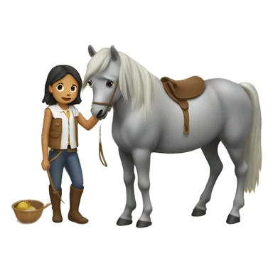 Niña  castaña montando a caballo sticker