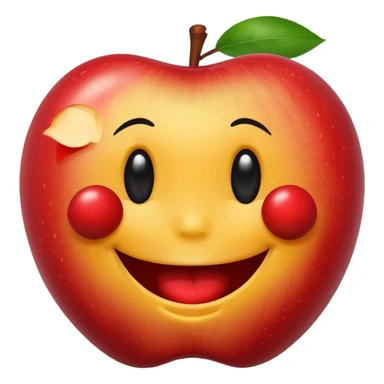 smiley face eats apple sticker