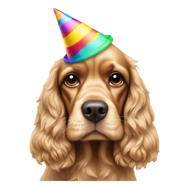 cocker spaniel with party hat sticker