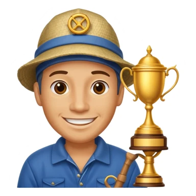 fisherman with a trophy cup, smiling sticker