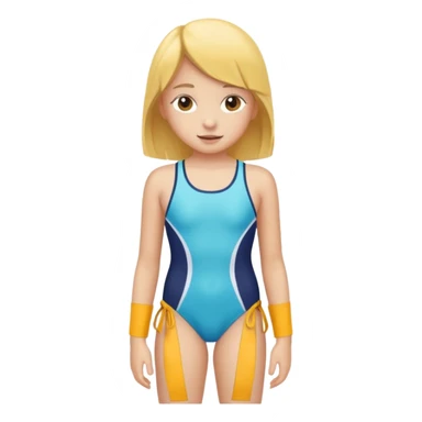 a 12 year old girl in a swim suit, with mountain background sticker