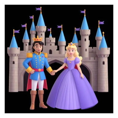 prince and princess disny dress close up photo in castle sticker