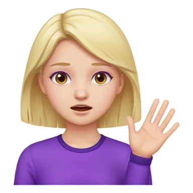 slapping face, girl wearing violet sticker