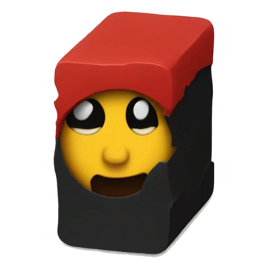 a wavy black and red rectangle with the medium sized yellow circle in the middle sticker