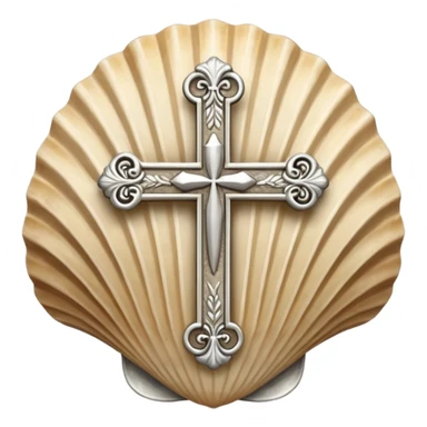 Camiño shell with Santiago cross sticker