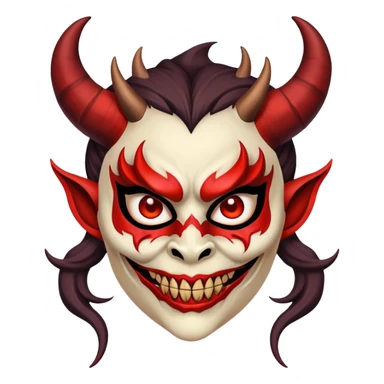 woman wearing a scary demon mask with horns sticker