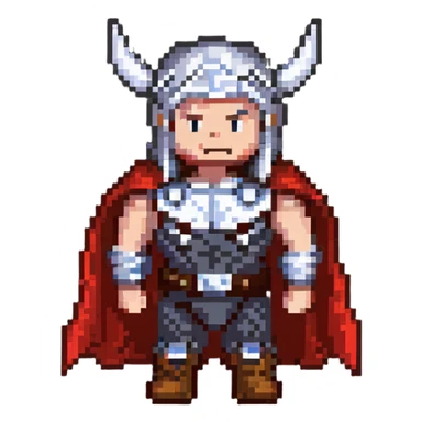 friendly thor superhero with red cape for children sticker