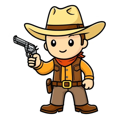 Cowboyhat emoji with a gun sticker