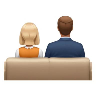 A man and a women photographed from behind, sitting on a sofa and watching the news on TV on a modern flat screen. The setting is a living room. sticker