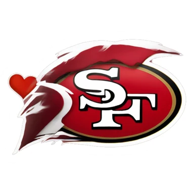  heart with SF niners logo sticker