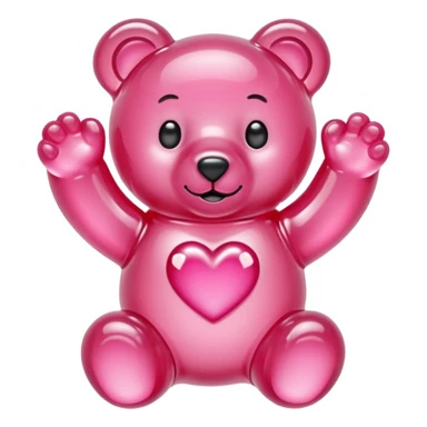 transparent pink gummy bear tender heart glitters pink sticker