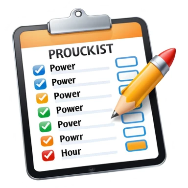 power hour work checklist, productivity, focused, energetic sticker