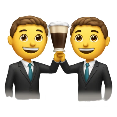 toasting with two cups of coffee sticker