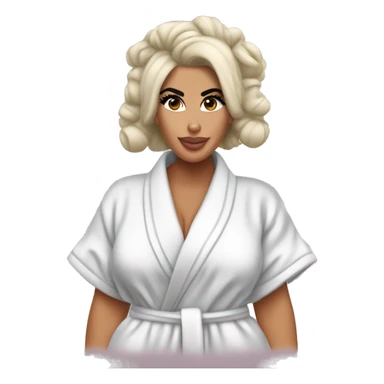Kim kardashian in a bathrobe with hair rollers in her hair sticker