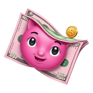 pink money flying  sticker
