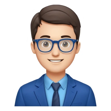 An outgoing marketer male in his late 20s, bespectacled and cheerful image sticker