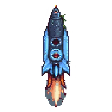 rocket launcher, pixel art style, retro video game look sticker