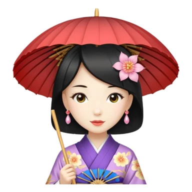 Japanese Princess  with paper umbrella sticker