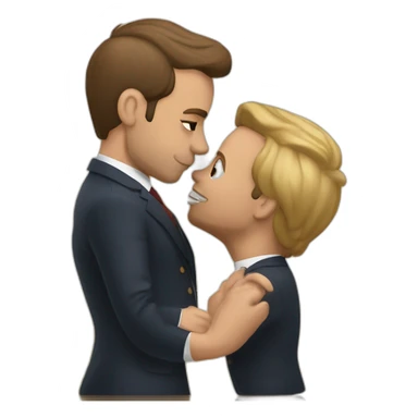 macron and poutine kissing sticker