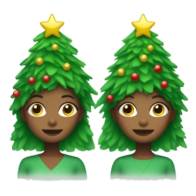 two girls dressed as christmas trees  sticker