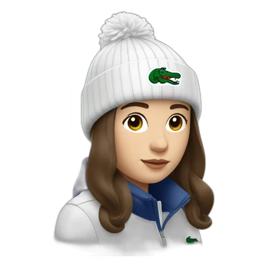 Brunette lacoste beanie with lacoste sticker