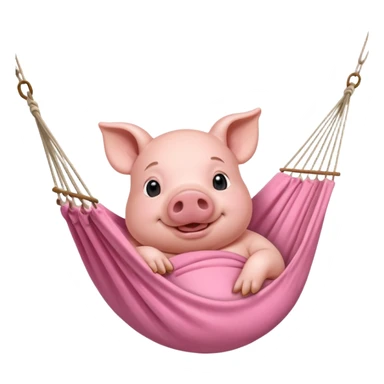 A pig lying in a hammock, fully relaxed, portrait, bust up sticker