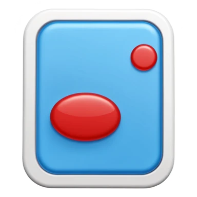 single rectangular dishwasher tablet with layered design solid white base bright blue or green middle red or clear gel dot on top smooth compact shape slightly rounded edges clean glossy finish soft lighting subtle shadows emoji scale sticker