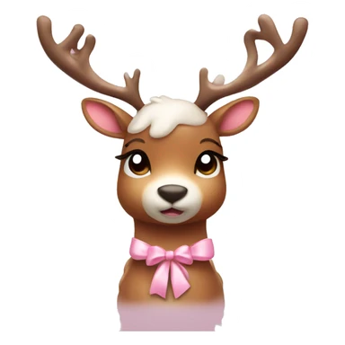Cute reindeer with light pink bow and lights on horns  sticker