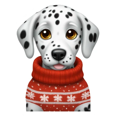 fluffy Dalmatian puppy in christmas sweater  sticker