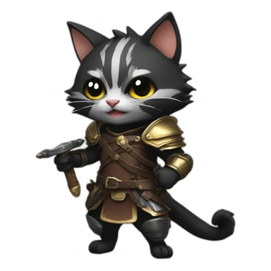 Black-palico-with leather armor and great sword sticker