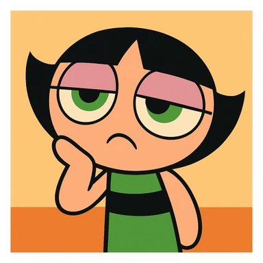 Powerpuff Girls character with a bored emotion, cartoon style, vibrant colors sticker