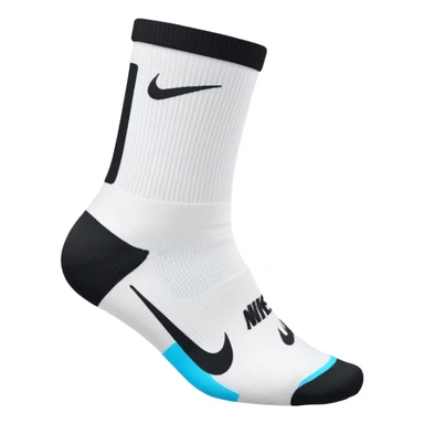white sock, with black nike logo socks, dri-fit socks sticker