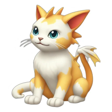 Sitting-bicolor-cat-dragon-type-pokemon sticker