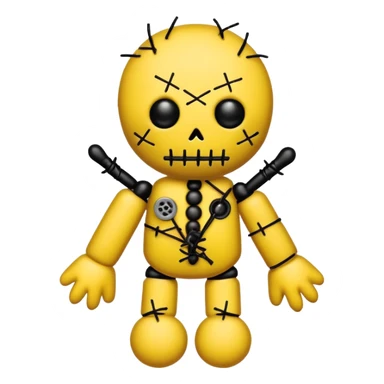 black and yellow voodoo doll sticker
