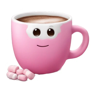 create a pink christmas mug with hot chocolate and marshmallows  sticker