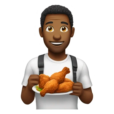 guy eating fried chicken sticker