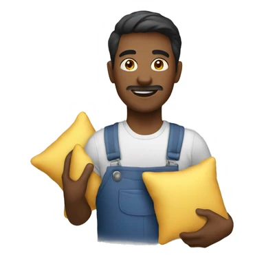 storekeeper holding pillows sticker