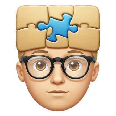 genius boy with glasses and a puzzle piece symbol above his head sticker