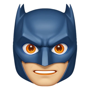 batman emoji with the mask is in blue, orange and green, the face, eyes are regular colors sticker