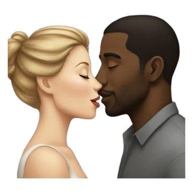 White Women kiss a black man sticker