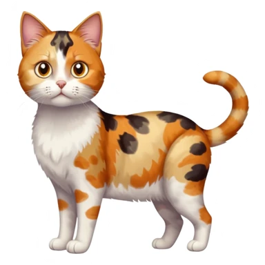full body anxious looking colourful patchy calico tabby cat sticker