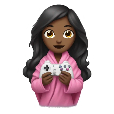 White girl with dark hair wrapped up in a blanket with a pink gaming controller in her hands sticker