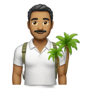 Isla con dos palmeras y un negocio en el centro sticker