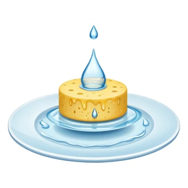plate with water drop and sponge sticker