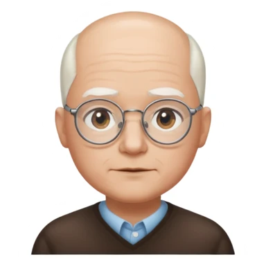 chauve cheveux blanc visage rond lunette gros sourcils sticker