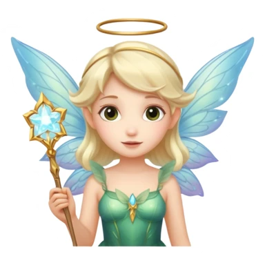Cute fairy with wings holding glowing wand sticker