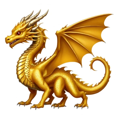 a golden dragon with two legs and two wings sticker